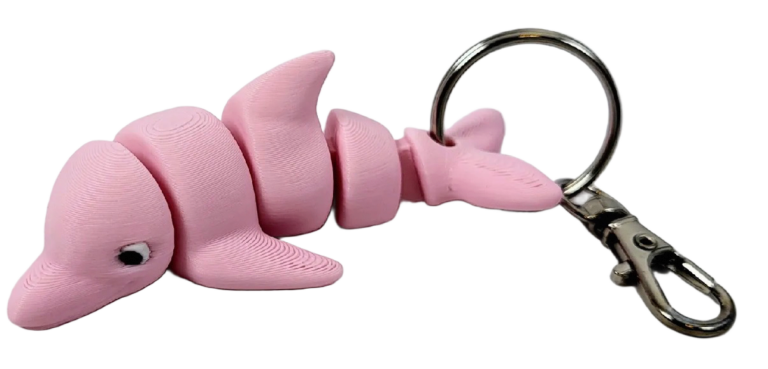 3D-Schlüsselanhänger Delfin rosa – Originalproduktfoto, Made in Germany