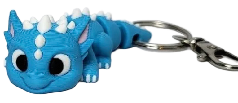 3D-Schlüsselanhänger Drache blau – Originalproduktfoto, Made in Germany