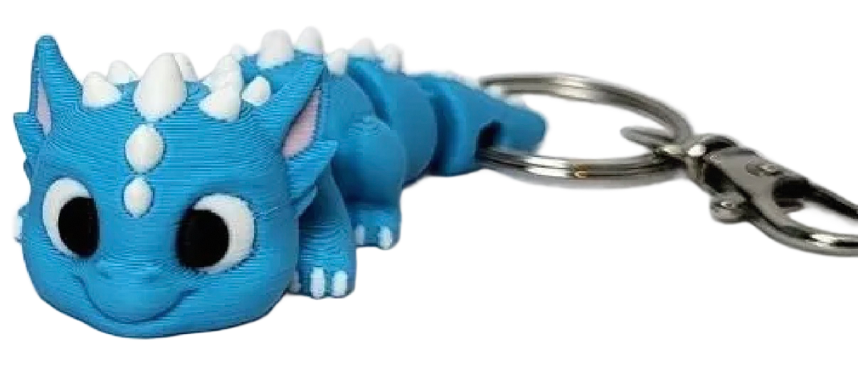 3D-Schlüsselanhänger Drache blau – Originalproduktfoto, Made in Germany