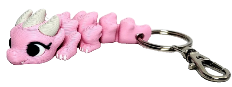 3D-Schlüsselanhänger Drache rosa – Originalproduktfoto, Made in Germany