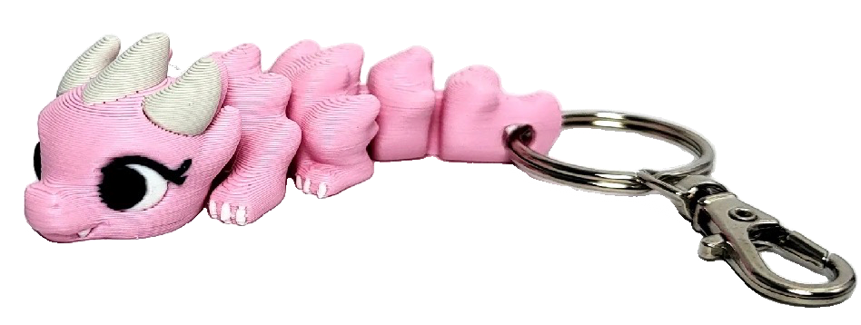 3D-Schlüsselanhänger Drache rosa – Originalproduktfoto, Made in Germany