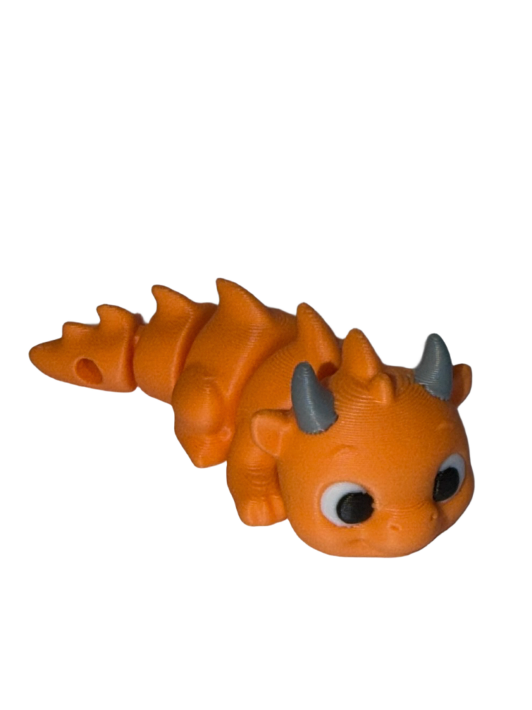 3D-Schlüsselanhänger Drache orange – Originalproduktfoto, Made in Germany