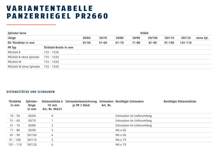ABUS Panzerriegel PR2660 W ohne Zylinder – Produktdetail