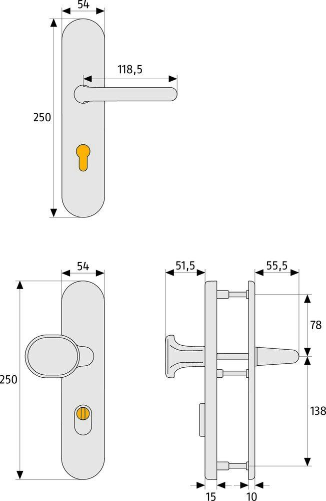 ABUS-Schutzbeschlag KLZS714 weiss mit Zylinderabdeckung-Drücker/Drücker – Produktdetail