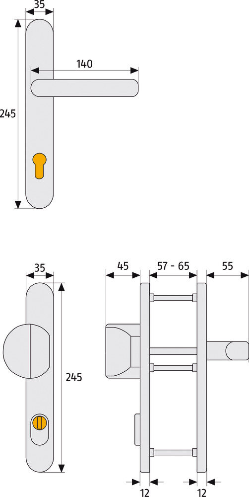 ABUS SRG92N ZS F1 Wechselgarnitur-Schmalrahmenbeschlag – Produktdetail
