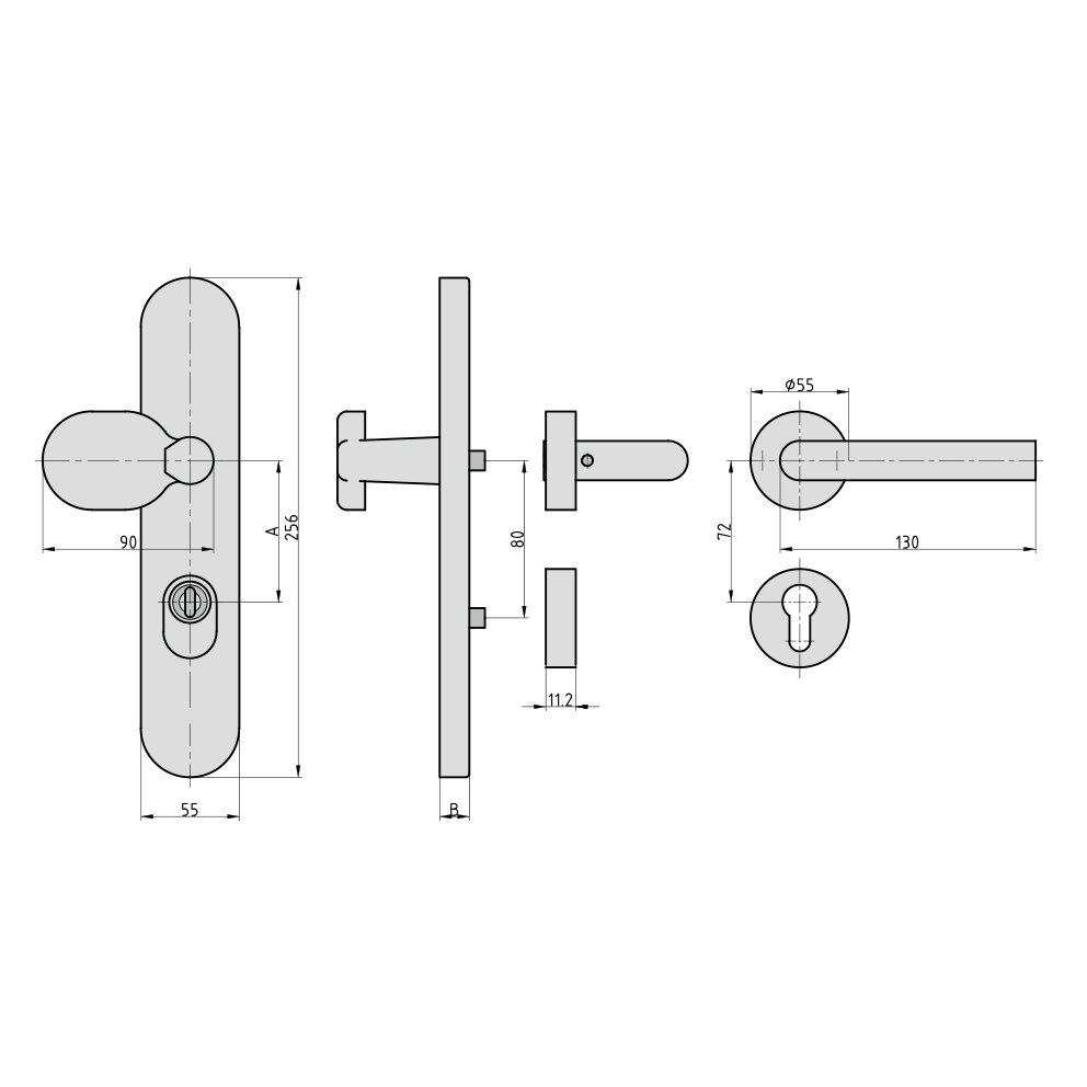 BASI Schutzbeschlag SBK 7500 72/8 mm Edelstahl – Produktdetail