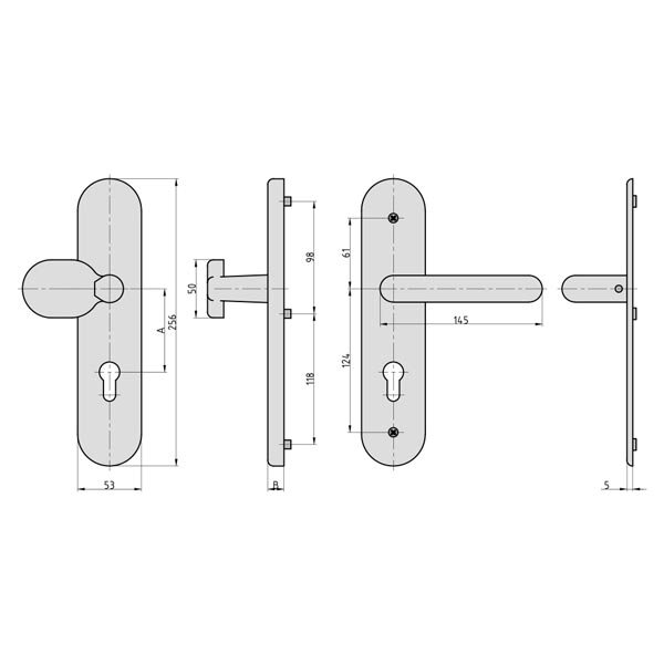BASI Türbeschlag SB 7500 ES1 - PZ 92/10 mm Edelstahl Wechsel-Garnitur – Produktdetail