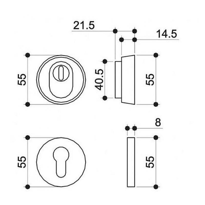 Edelstahl-Schutzrosette mit Ziehschutz ZA 14 / 55 mm – Produktdetail