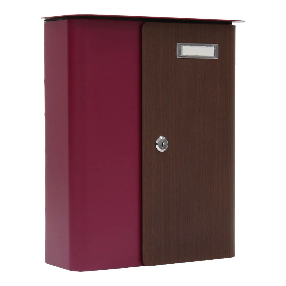 Rottner Briefkasten Splashy Korpus berry Tür Holzoptik – Ansicht 1