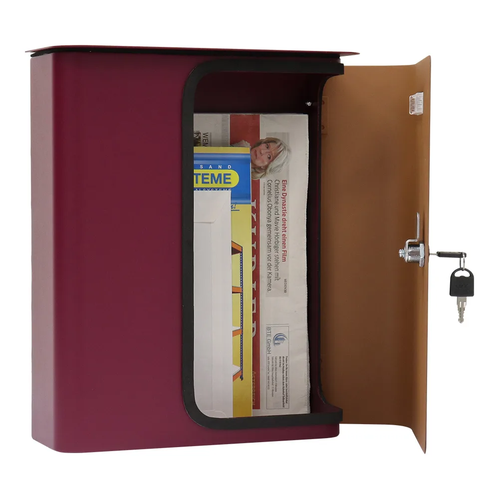 Rottner Briefkasten Splashy Korpus berry Tür Holzoptik – Ansicht 3