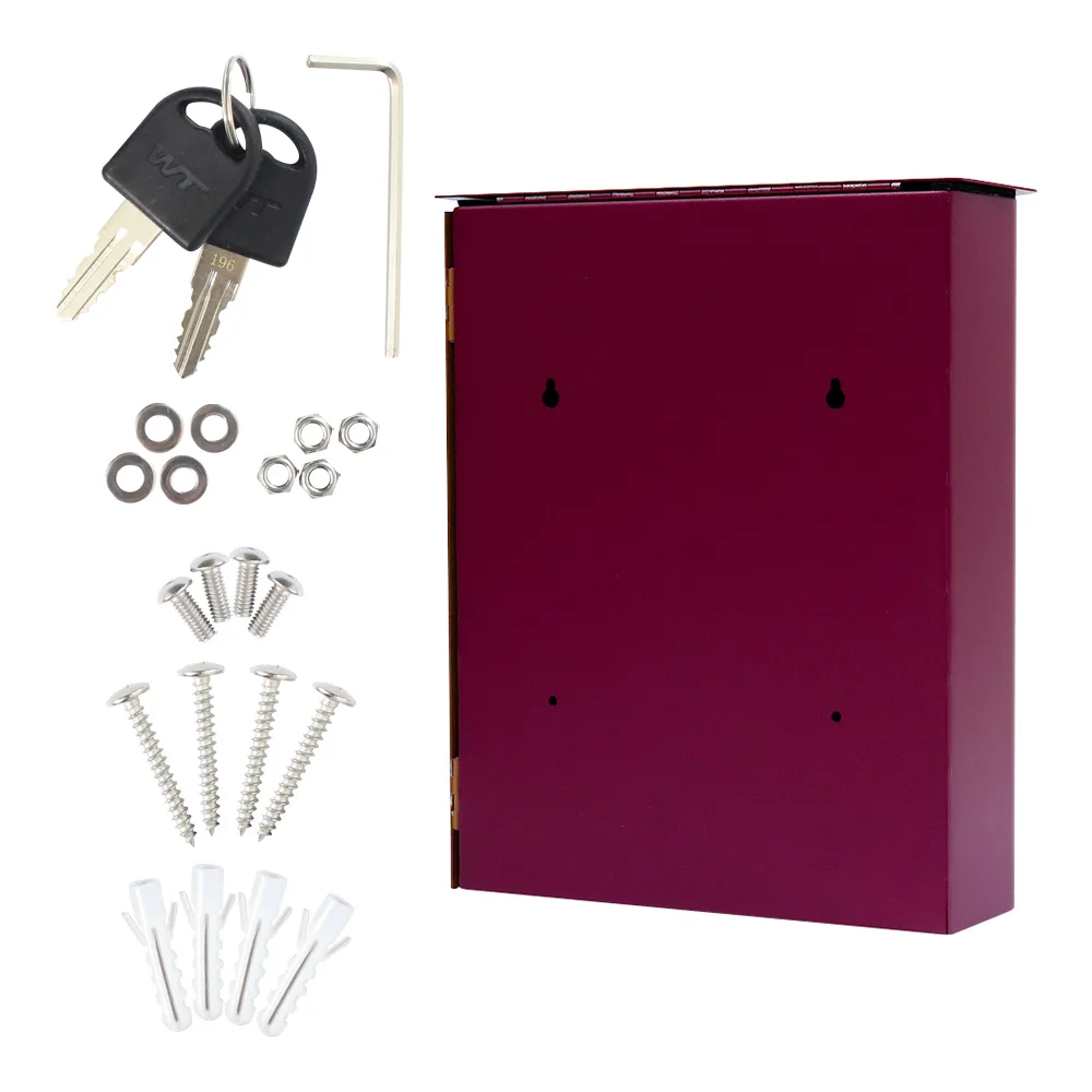 Rottner Briefkasten Splashy Korpus berry Tür Holzoptik – Ansicht 6