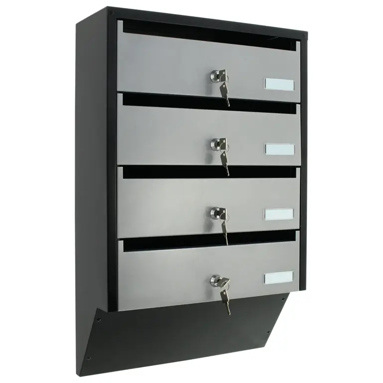 Rottner Briefkastenanlage Depot 4 silber schwarz – Ansicht 1