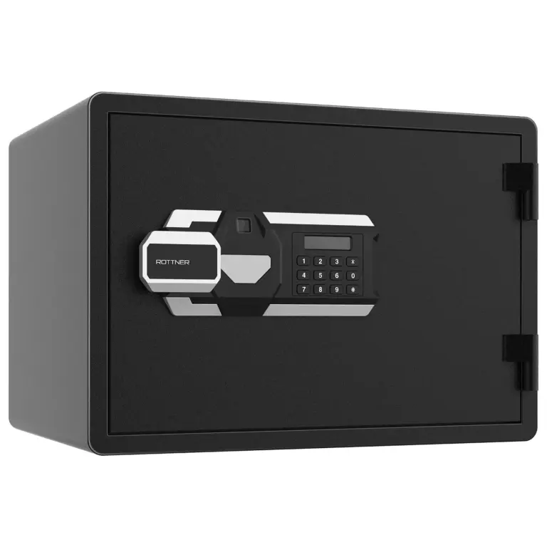 Rottner Feuerschutztresor BlackFire 350 Elektronikschloss mit Fingerprint Schwarz – Ansicht 1