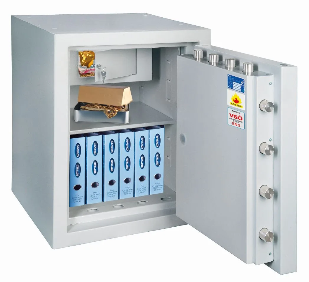 Rottner feuersicherer Wertschutzschrank EN5 Resort 130 IT Fire Premium Doppelbartschloss lichtgrau – Ansicht 1