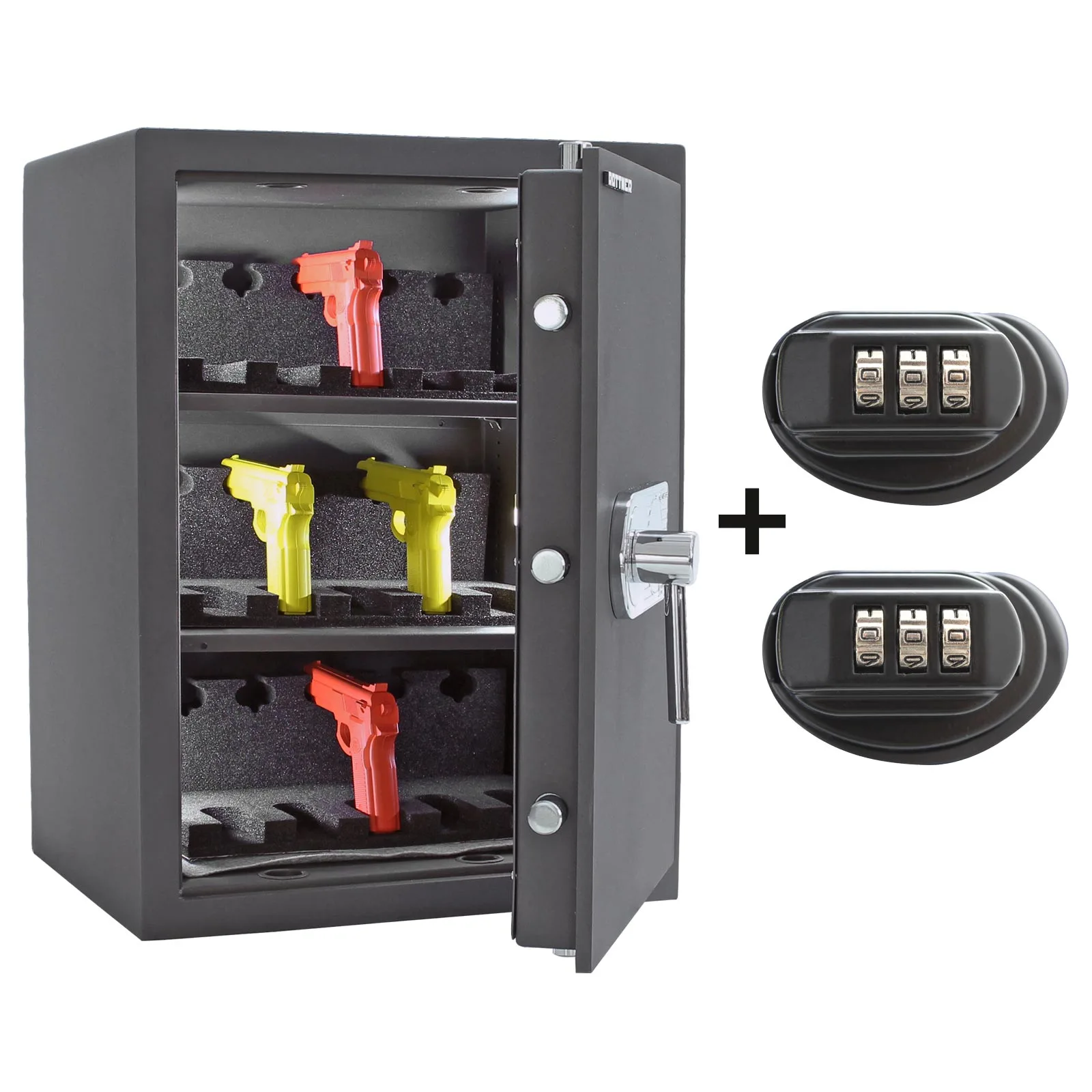 Rottner Kurzwaffentresor EN-1 KWT-65 Doppelbartschloss anthrazit – Ansicht 1