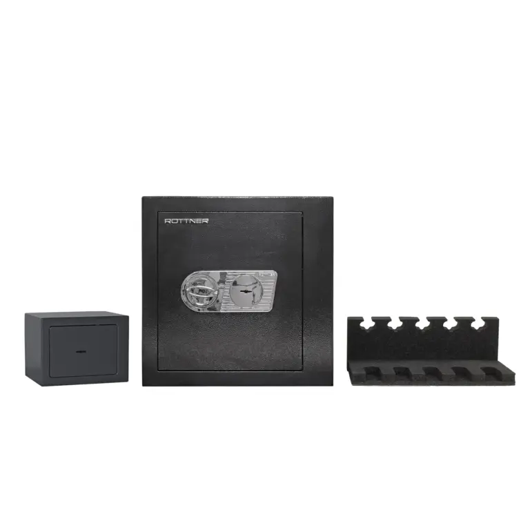 Rottner Kurzwaffentresor EN 1 Tank Doppelbartschloss schwarz SET – Ansicht 1