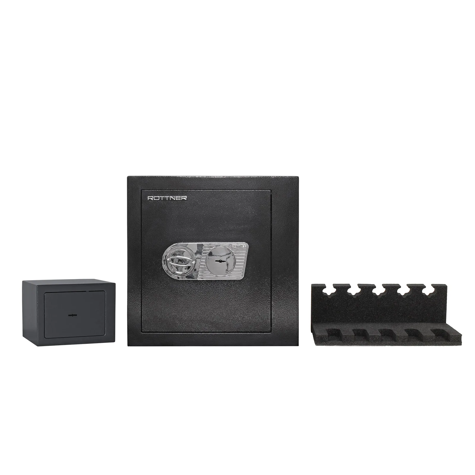 Rottner Kurzwaffentresor EN 1 Tank Doppelbartschloss schwarz SET – Ansicht 1
