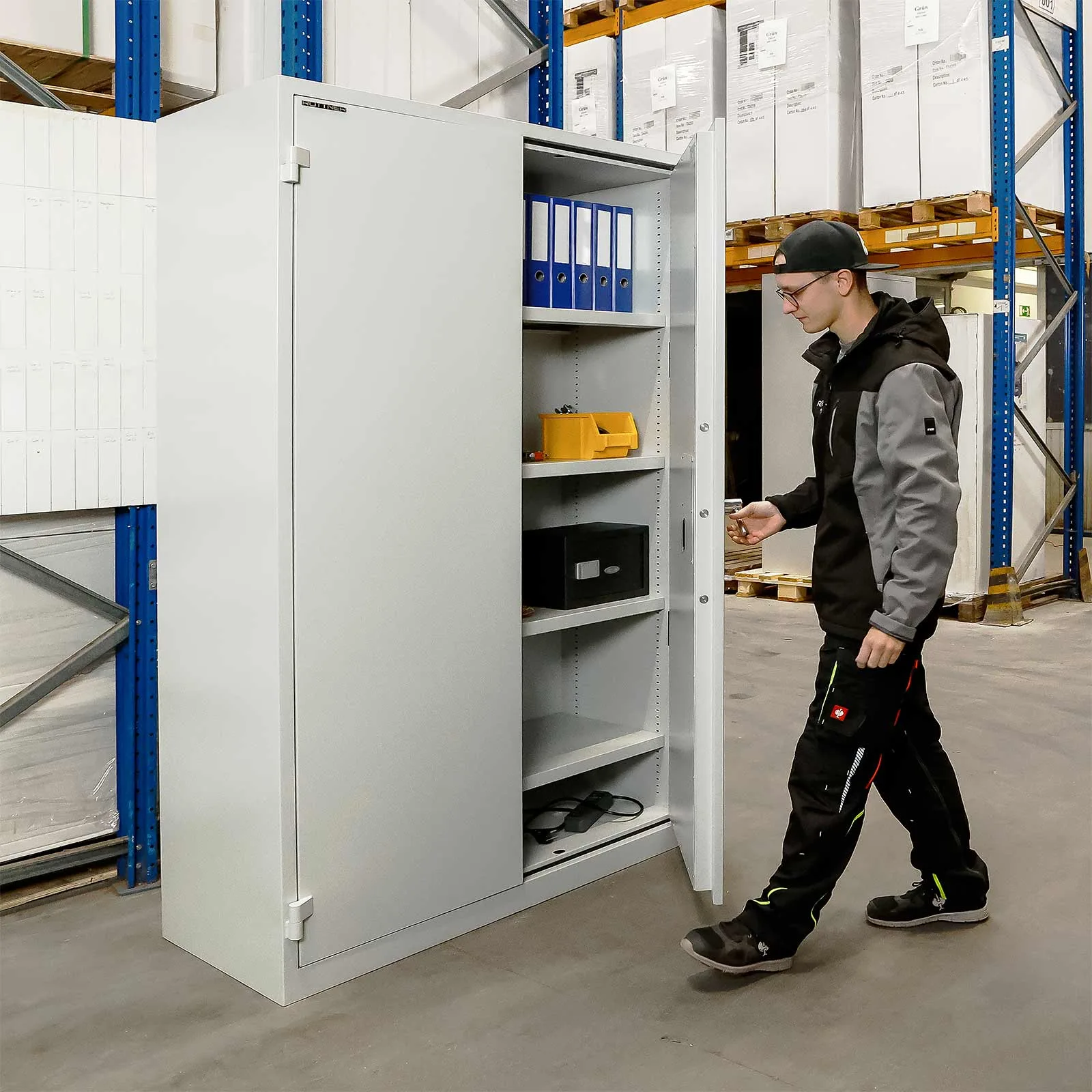 Rottner Stahlbüroschrank Office 1 Premium Doppelbartschloss lichtgrau – Ansicht 7