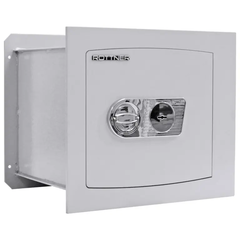 Rottner Wandtresor EN1 Delta 40 Doppelbartschloss lichtgrau – Ansicht 1