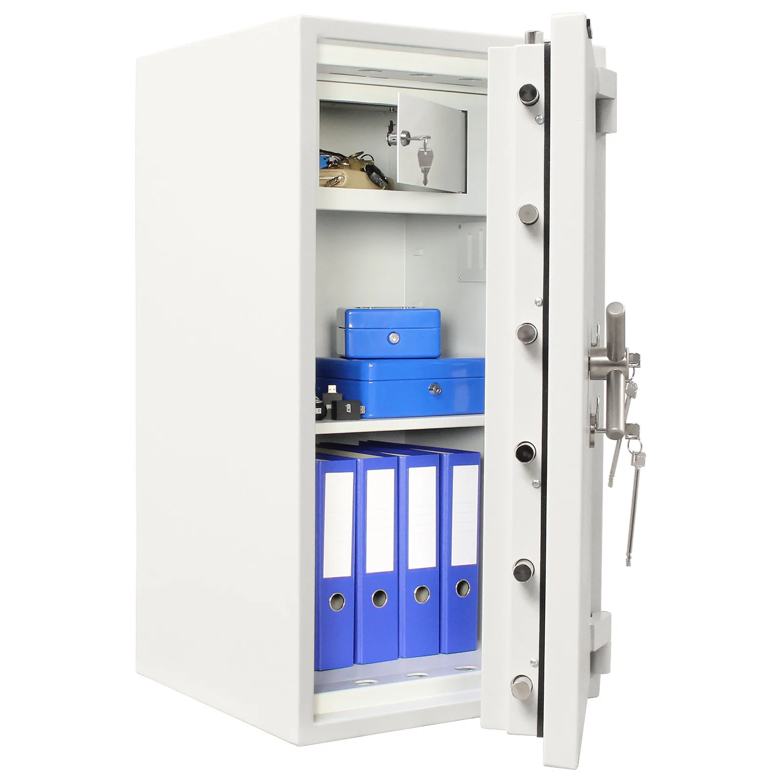 Rottner Wertschutzschrank EN4 Projekt 100 Fire Premium Doppelbartschloss lichtgrau – Ansicht 4