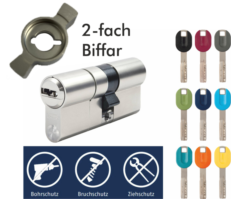 Schließzylinder ABUS Bravus 2000 MX Modular Doppelprofilzylinder Pro Cap Schlüssel 2-fach Schließbart für Biffar-Türen – Beispielabbildung