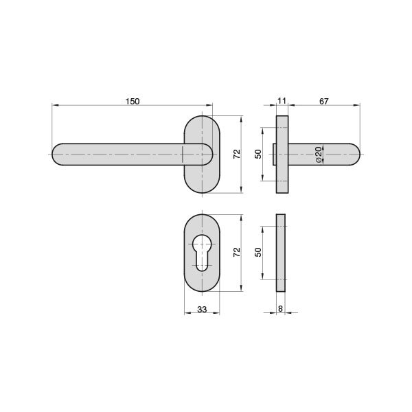 Schmalrahmen-Rosettengarnitur ZB 3150 PZ Edelstahl – Produktdetail