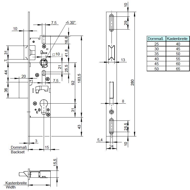 WILKA Einsteck-Rohrrahmenschloss, Dorn 30mm/Nuss 10mm mit Langlöchern – Produktdetail