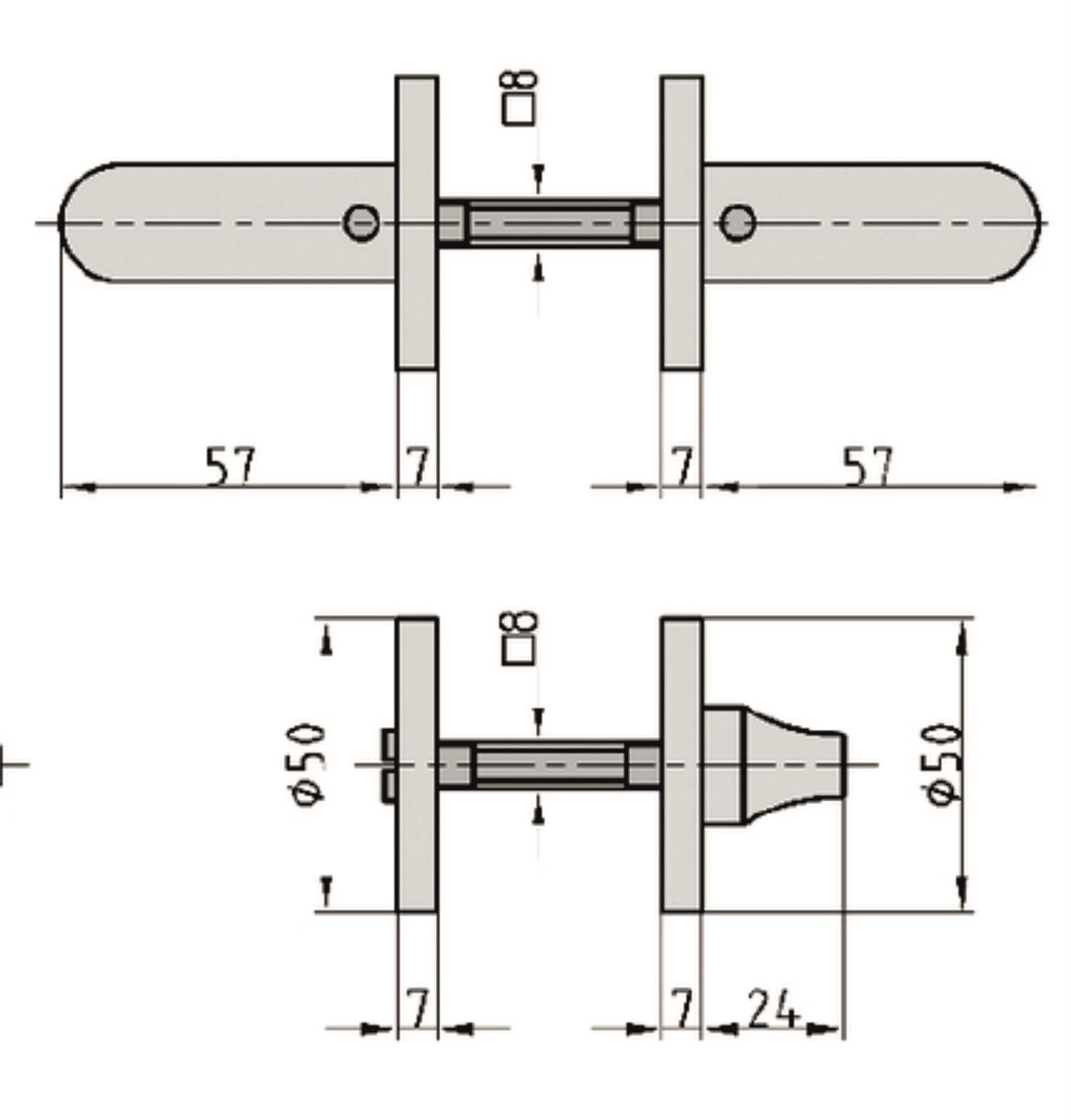 Zimmertürgarnitur ZB 3100 Edelstahl U-Form (BB)-Lochung – Produktdetail