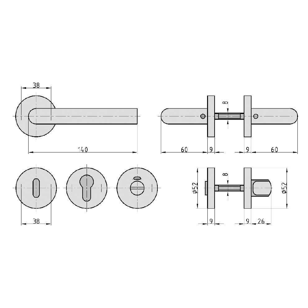 Zimmertürgarnitur ZB 3200 Edelstahl L-Form (BB)-Ausführung – Produktdetail